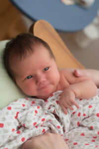 newborn baby with eyes open