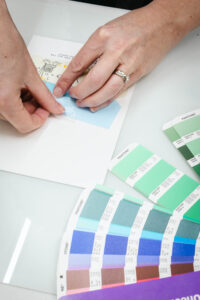 designer prepping photopolymer plate Cornerstone Press + Studio Calgary Alberta