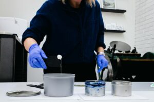 designer mixing ink Cornerstone Press + Studio Calgary Alberta