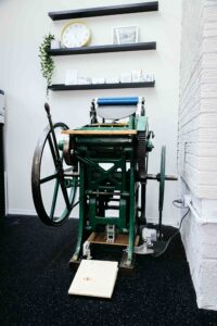 Chandler and Price platen press in Cornerstone Press + Studio Calgary AB