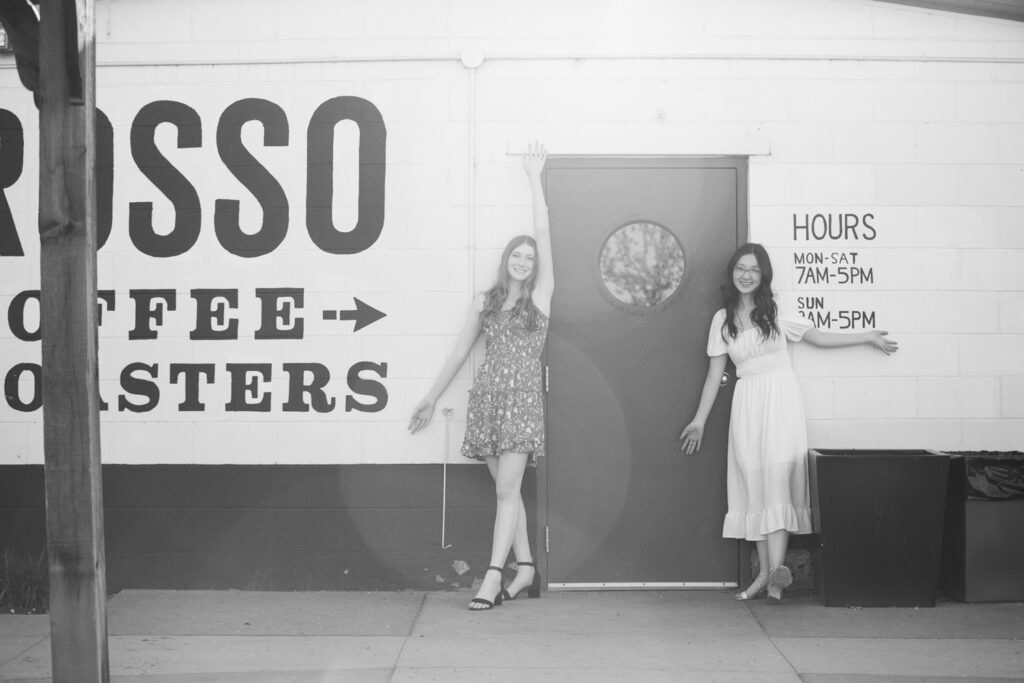 high school graduates informal portraits at Rosso Coffee Calgary Alberta