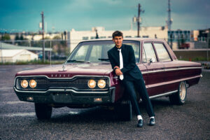 Calgary high school grad photo session vintage car