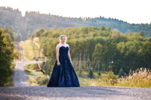 calgary high school grad posing in grad dress